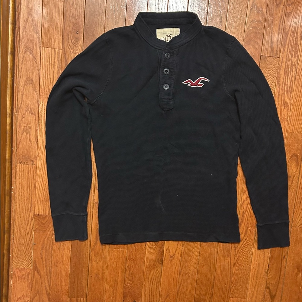 Hollister Navy Henley Shirt